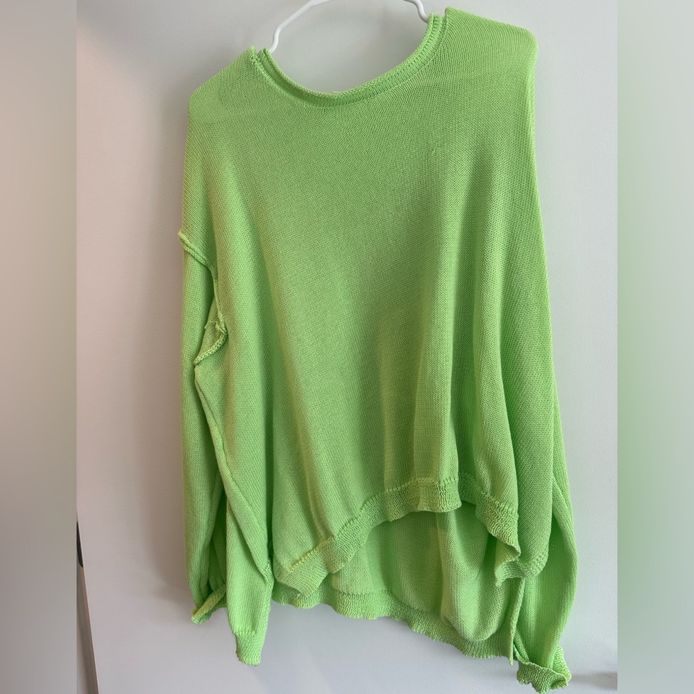 Easel Green Crew Neck Sweater Relaxed Fit